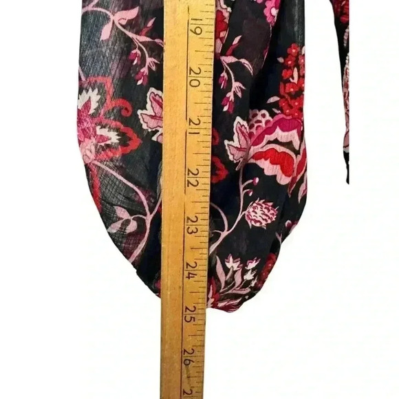 Jessica Simpson Blouse Top Large Sheer Floral Long‎ Sleeve Lined - Picture 7 of 9